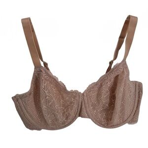 Wacoal 855295 Vivid Encounter Underwire Bra 38D Tan Lace Back closure